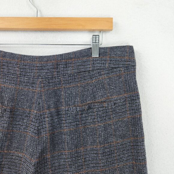Massimo Dutti Pants Womens 10 Gray Blue Plaid Wool Blend Straight Leg Trousers - Picture 12 of 16